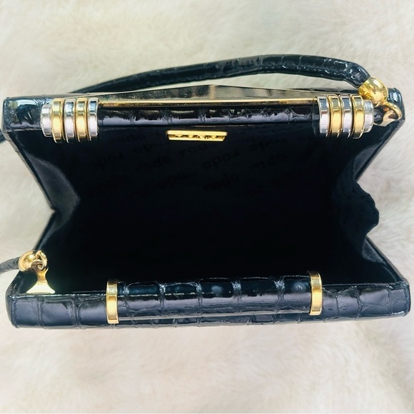 Vtg RODO M bag black patent croc mint condition Italy designer NWOT - Picture 12 of 14